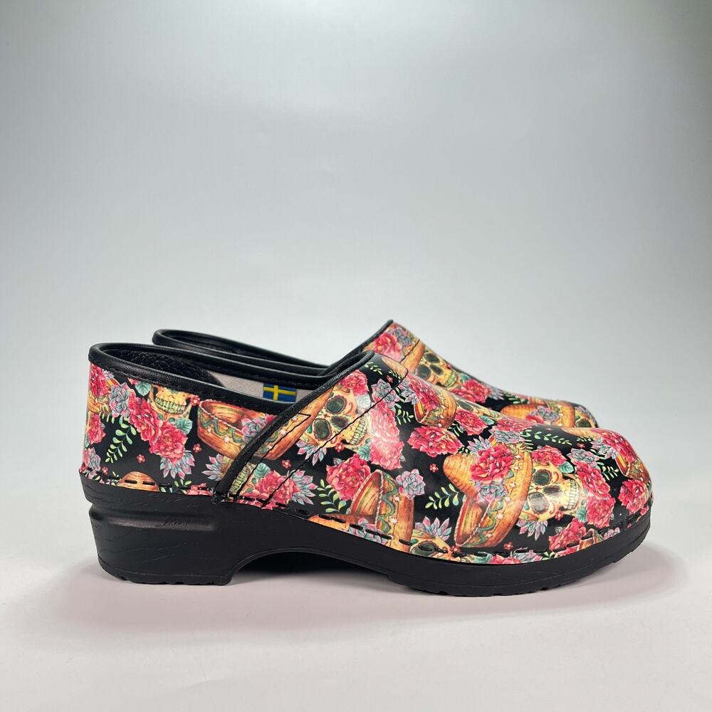 Björk Swedish Pro Vera Multicolor Leather Sugar Skull Clogs Women’s US 9.5 EU 40